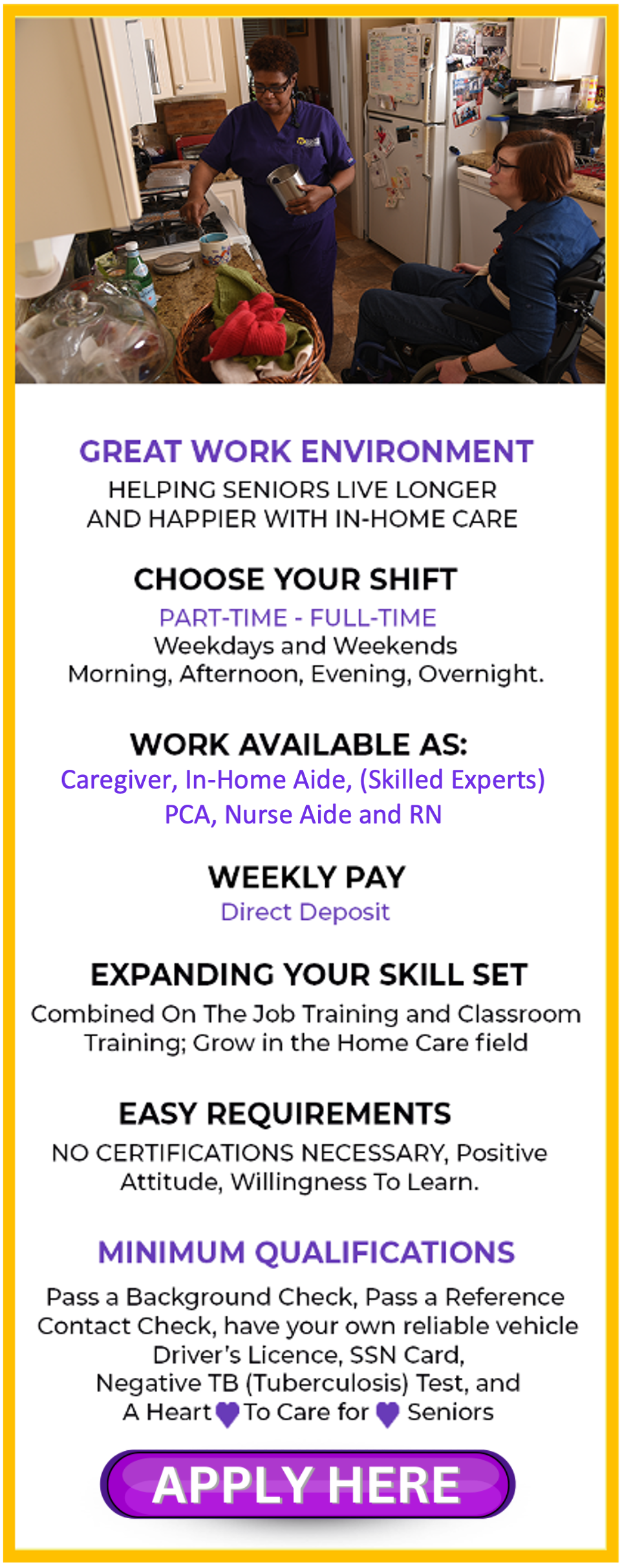 💜 CAREGIVERs and CNAs Needed for In Home Care💜 - healthcare - job  employment - craigslist